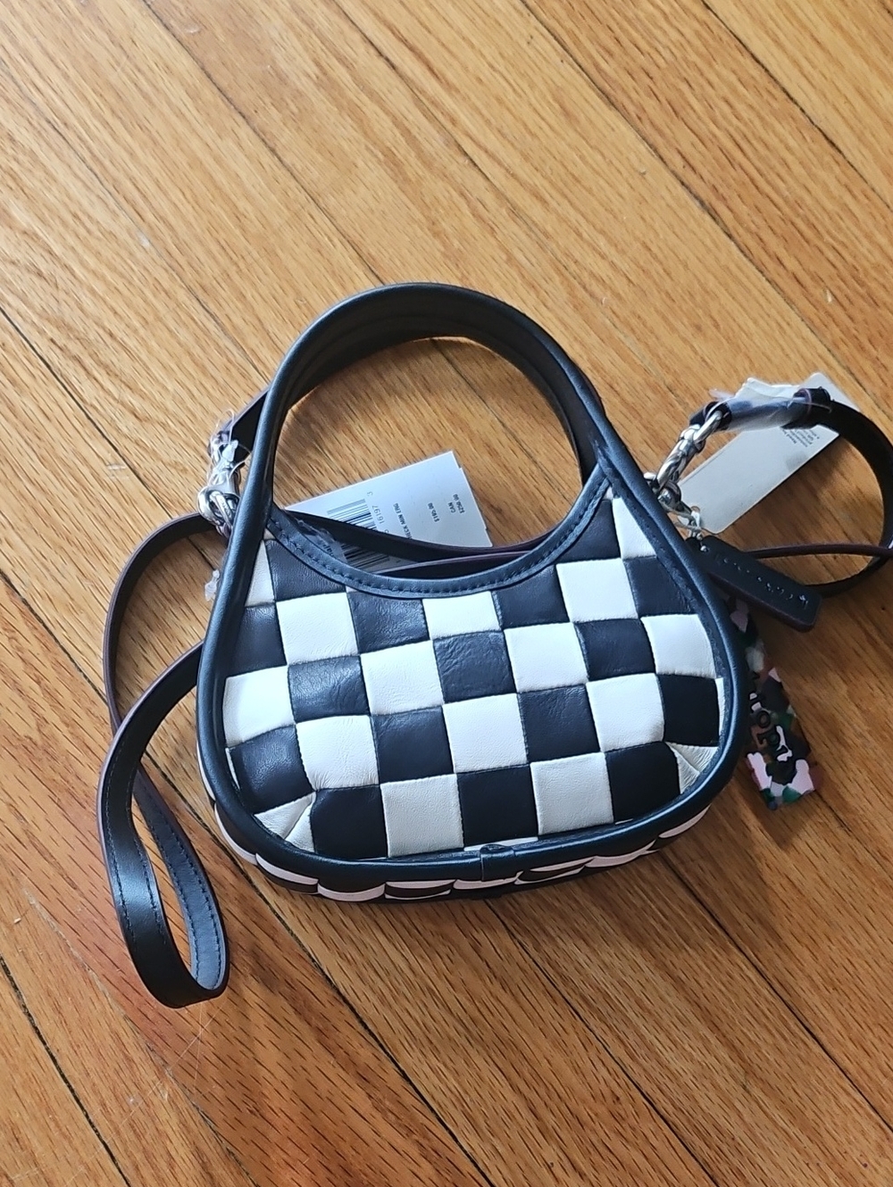 Coach Coachtopia Checkerboard Black & White Crossbody Bag
